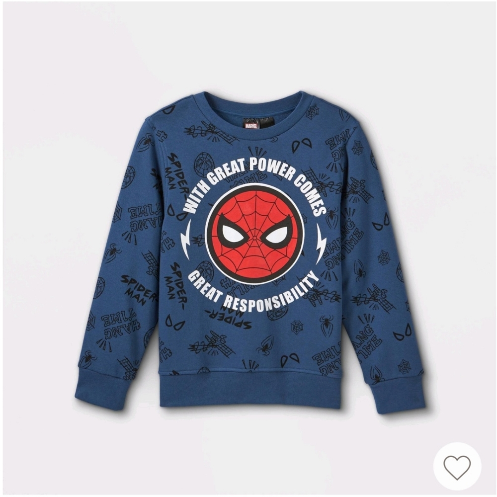 Kid's Marvel Spiderman Crew Neck Pullover Sweatshirt
